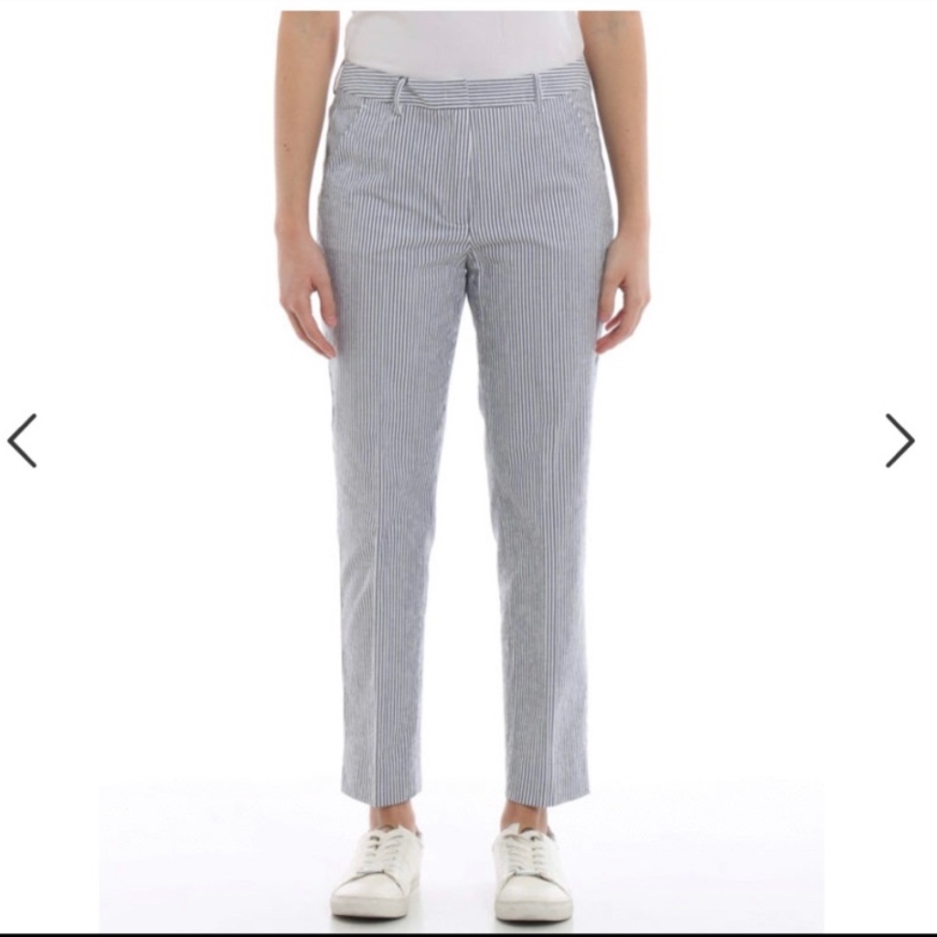 Maxmara Navy & White Pinstripe Cropped Trousers